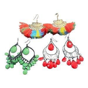 Colorful Tassel and Beaded Earrings Set